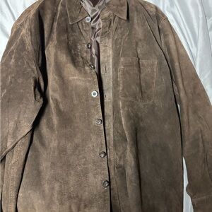 Men's Casual Brown Suede Shirt